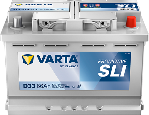 VARTA Promotive SLI D33 Autobatterien 566047051K182, D33, 12 V, 66 Ah, 510 A