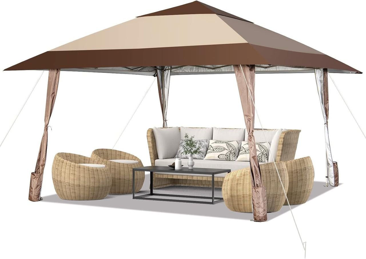 4x4m Faltpavillon, Pop Up Pavillon mit Rollen