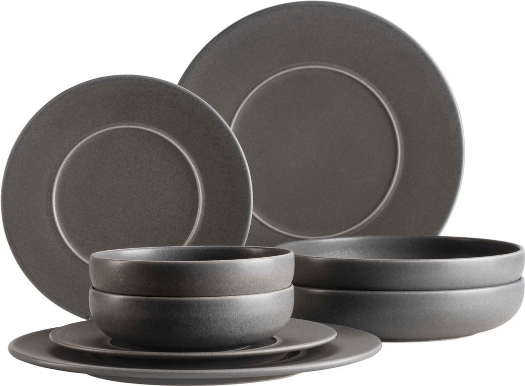 Serie Unico, Kombiservice 2 Personen, Steinzeug, Anthrazit