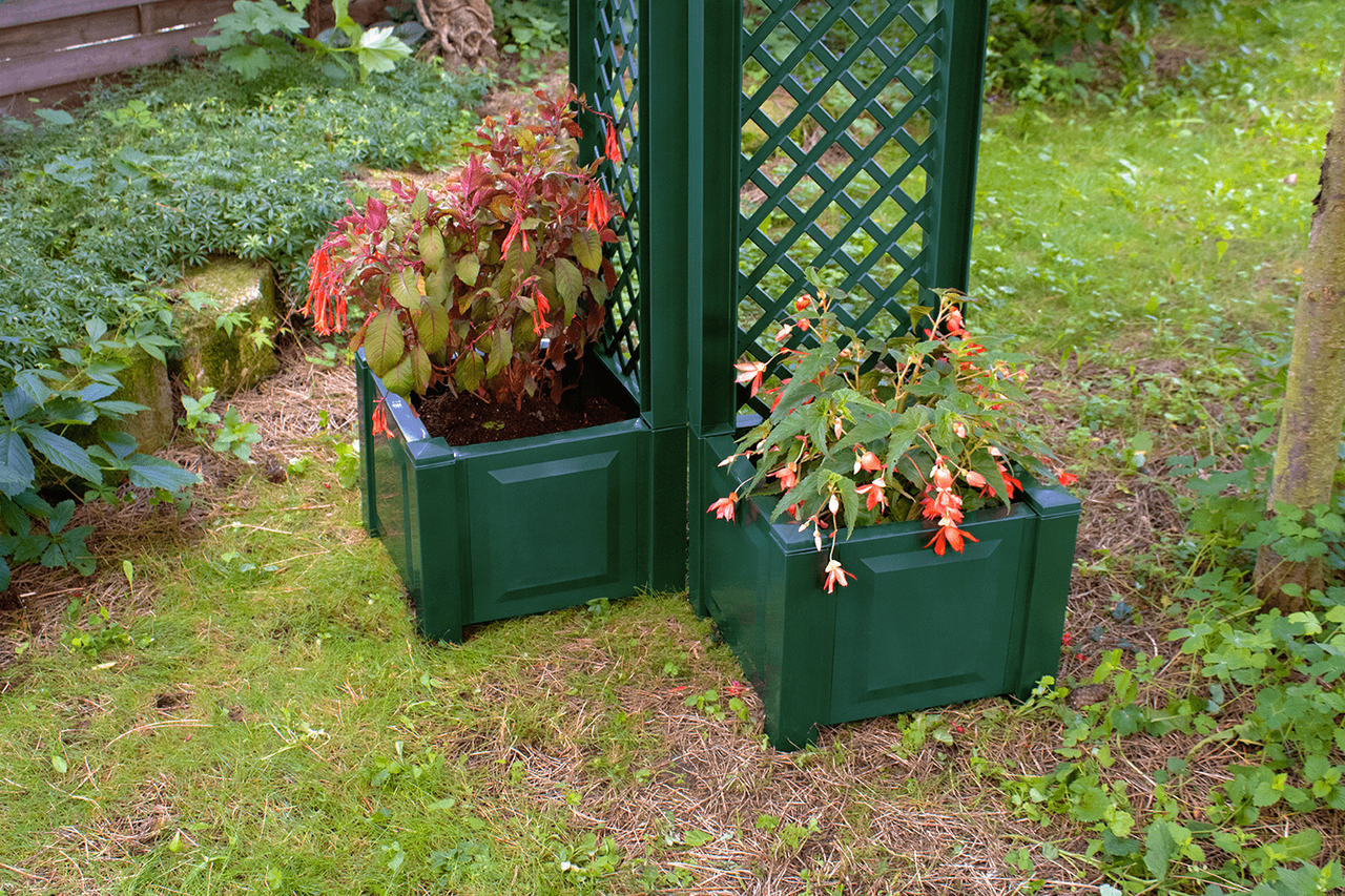 Pflanzkasten mit Spalier 43 cm, grün - 2er Set