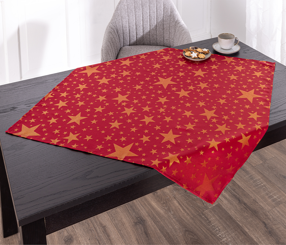 Thumbnail - Jacquard-Mitteldecke "Glitzer-Stern" - ca. 90 x 90 cm