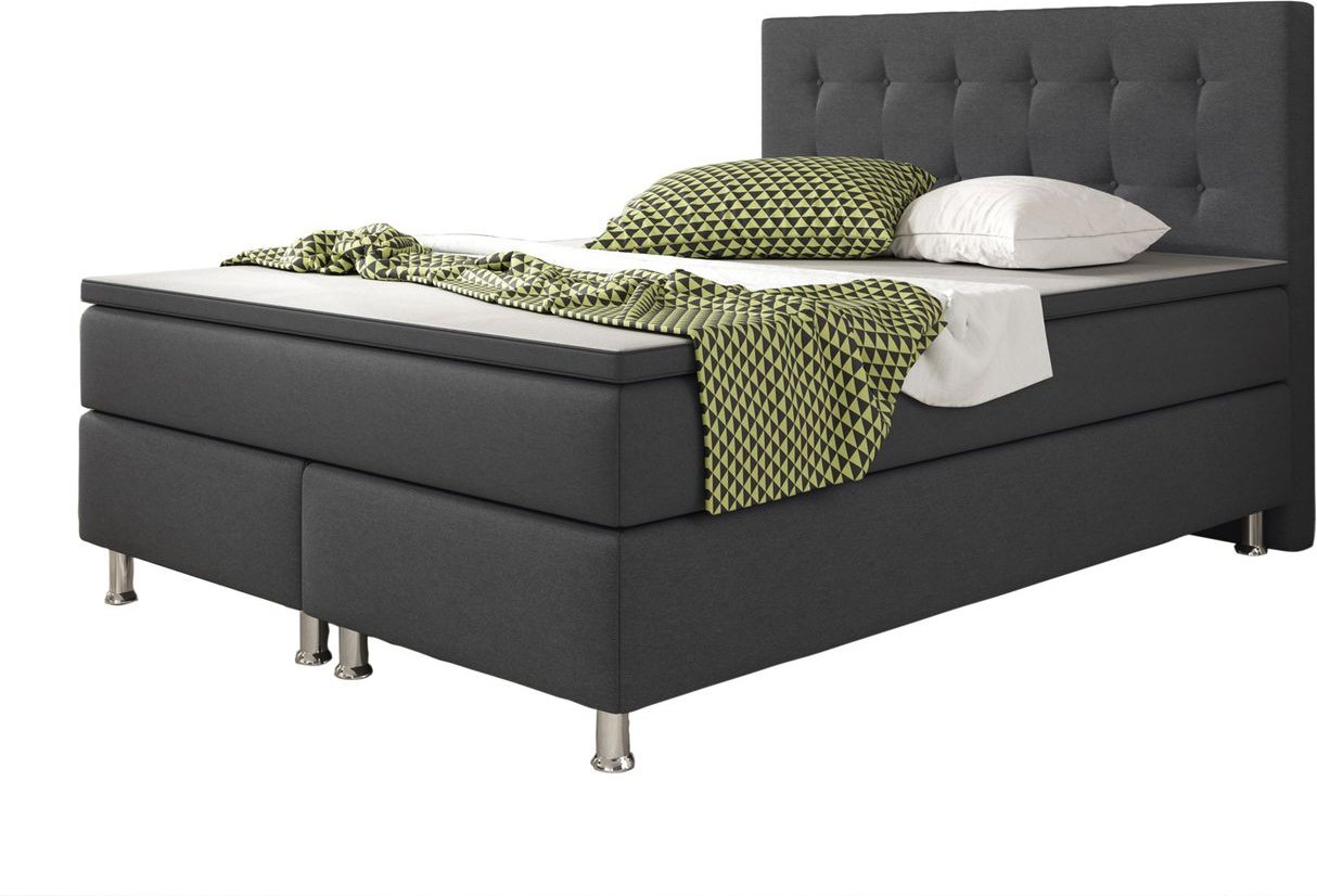 Boxspringbett Köln 140x200 Webstoff Anthrazit