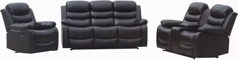 Home Cinema Relaxsofa Set 3-tlg. mit 5 Relaxfunktionen und Mittelkonsole – Dunkelbraun