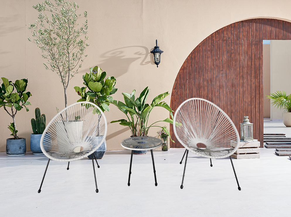 Bistro-Set 3tlg. HGE53-WEI weiß