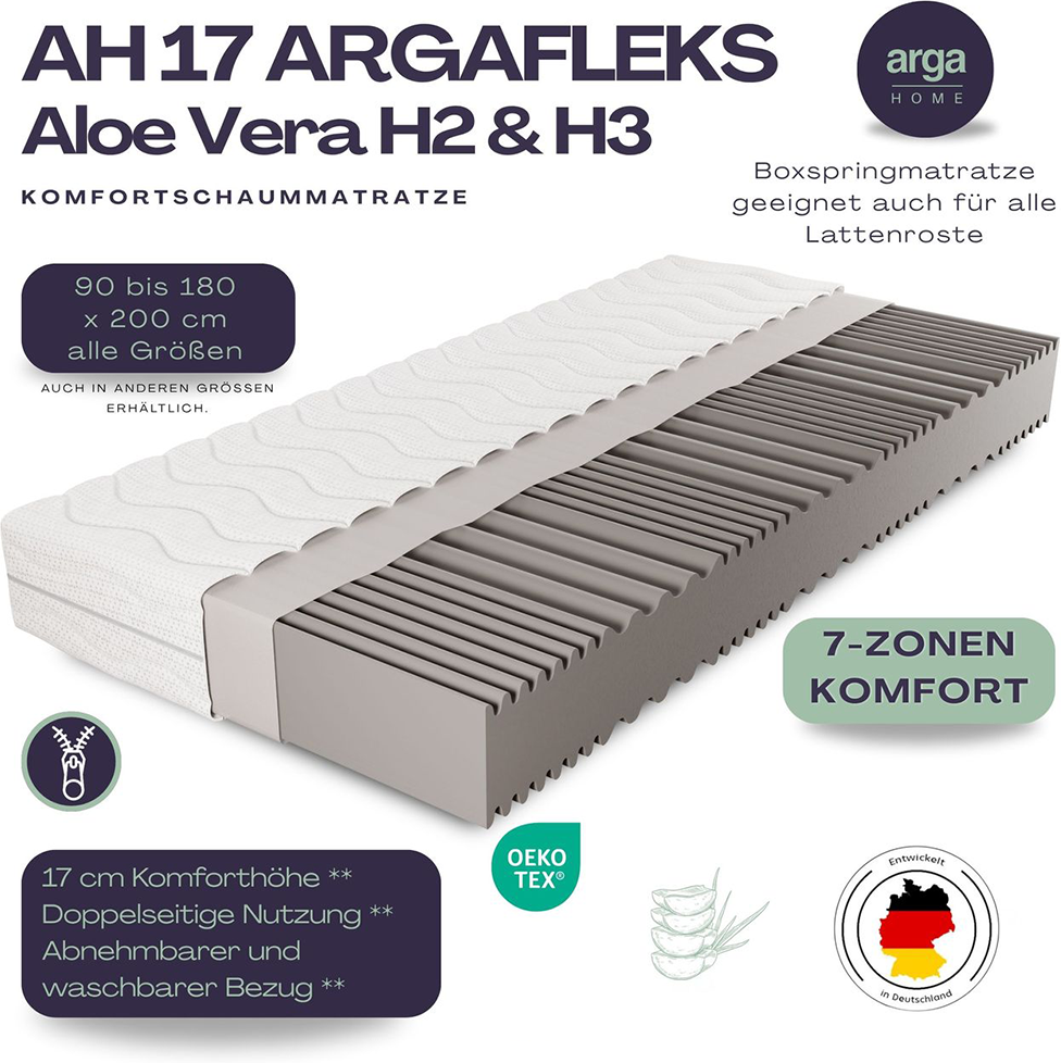 ARGAFLEKS Komfortschaummatratze, 17 cm Höhe, 7 Zonen-Wendematratze