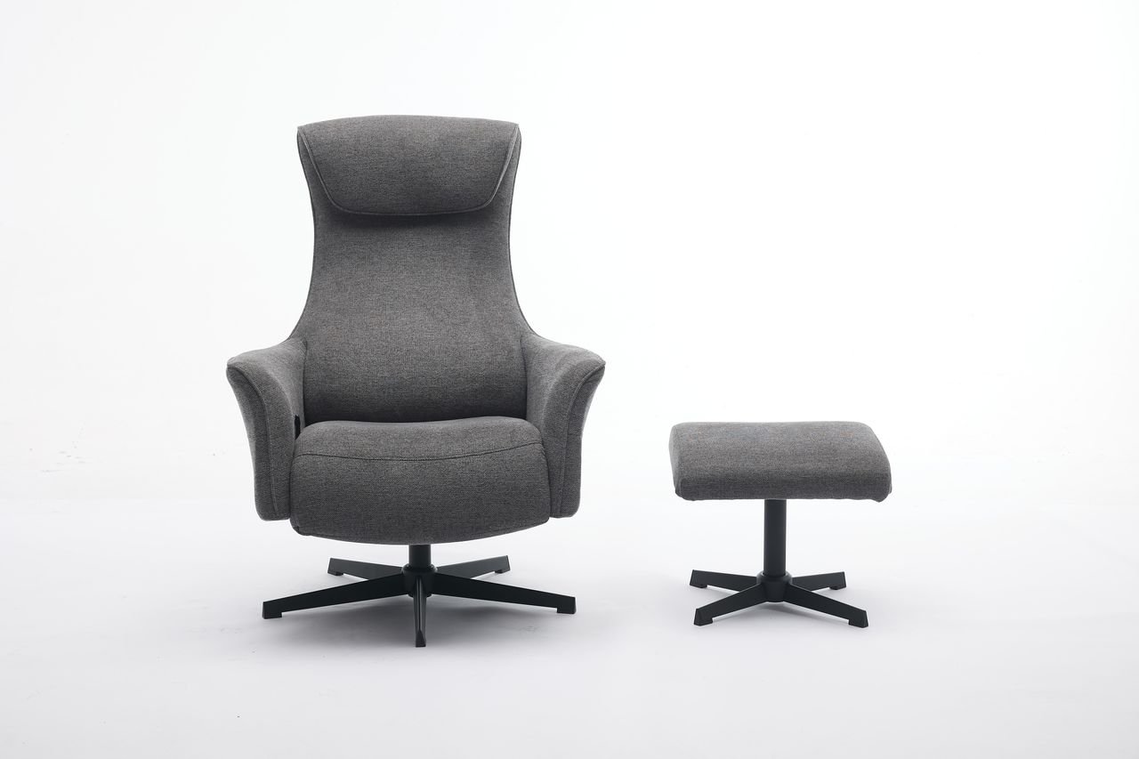 Drehsessel mit Hocker - Dunkelgrau