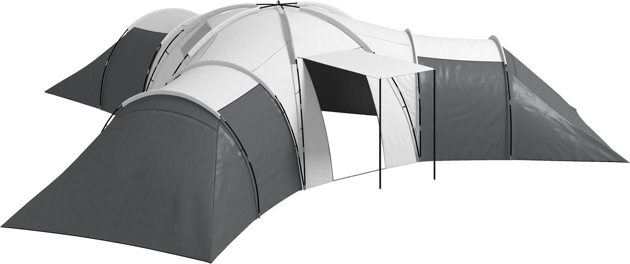 Campingzelt, Tunnelzelt für 6-9 Personen mit 3 Schlafzimmern, Wohnzimmer