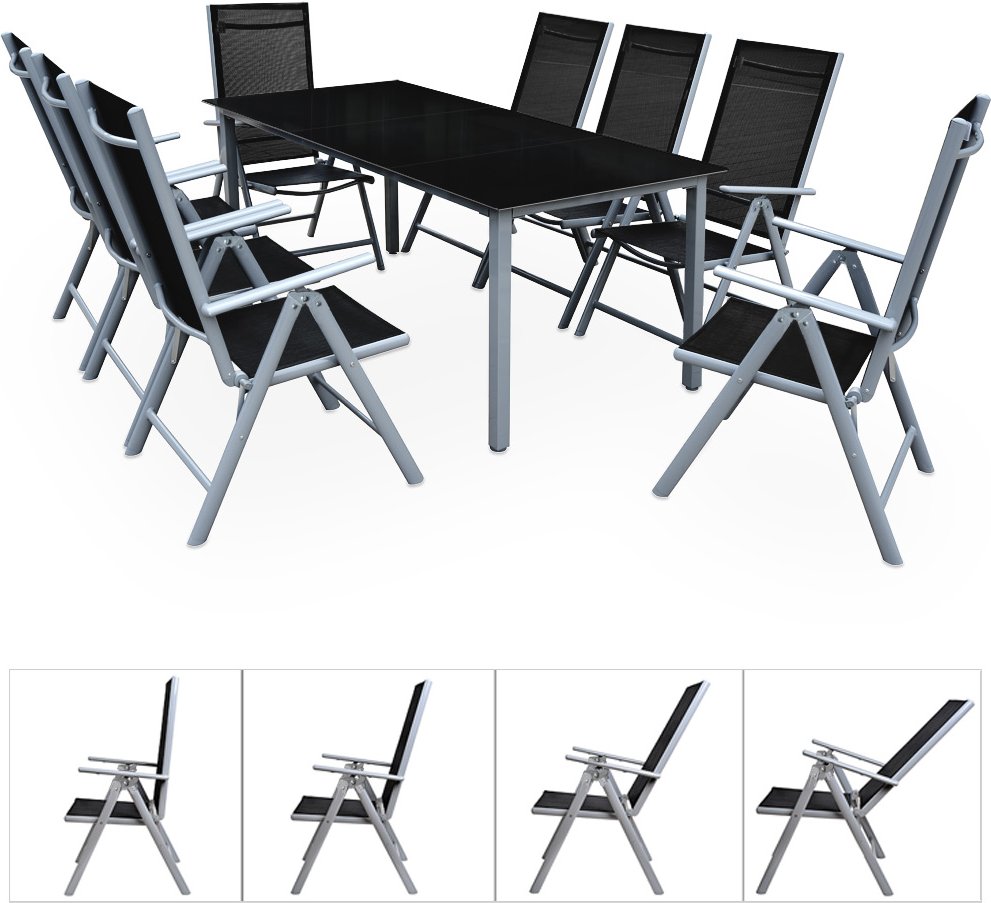 Thumbnail - Casaria Garten-Sitzgruppe Bern 9-tlg. Silber Alu