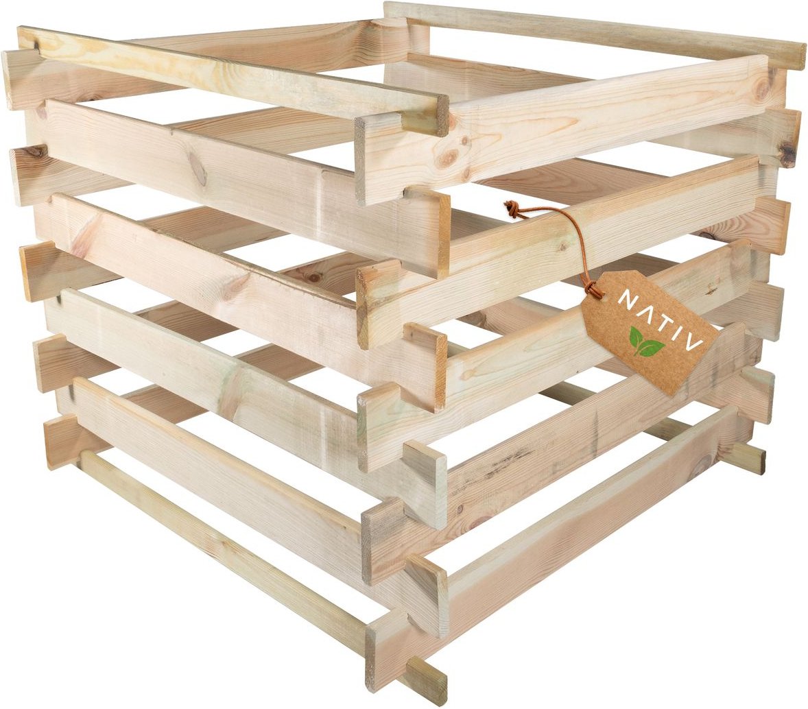 Komposter Holz 88x88x73 cm, Holzkomposter mit Stecksystem, Schnellkomposter