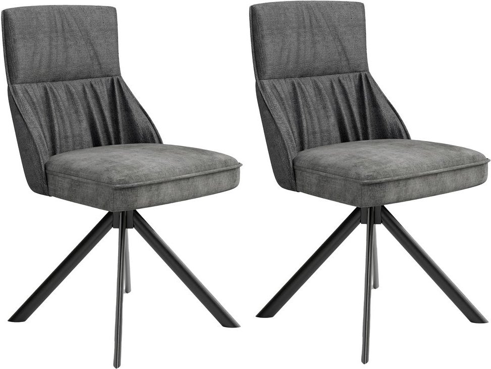 CALIFORNIA Stuhl, 2er Set, Metallgestell schwarz pulverbeschichtet, Webstoff-Vintage Velvet