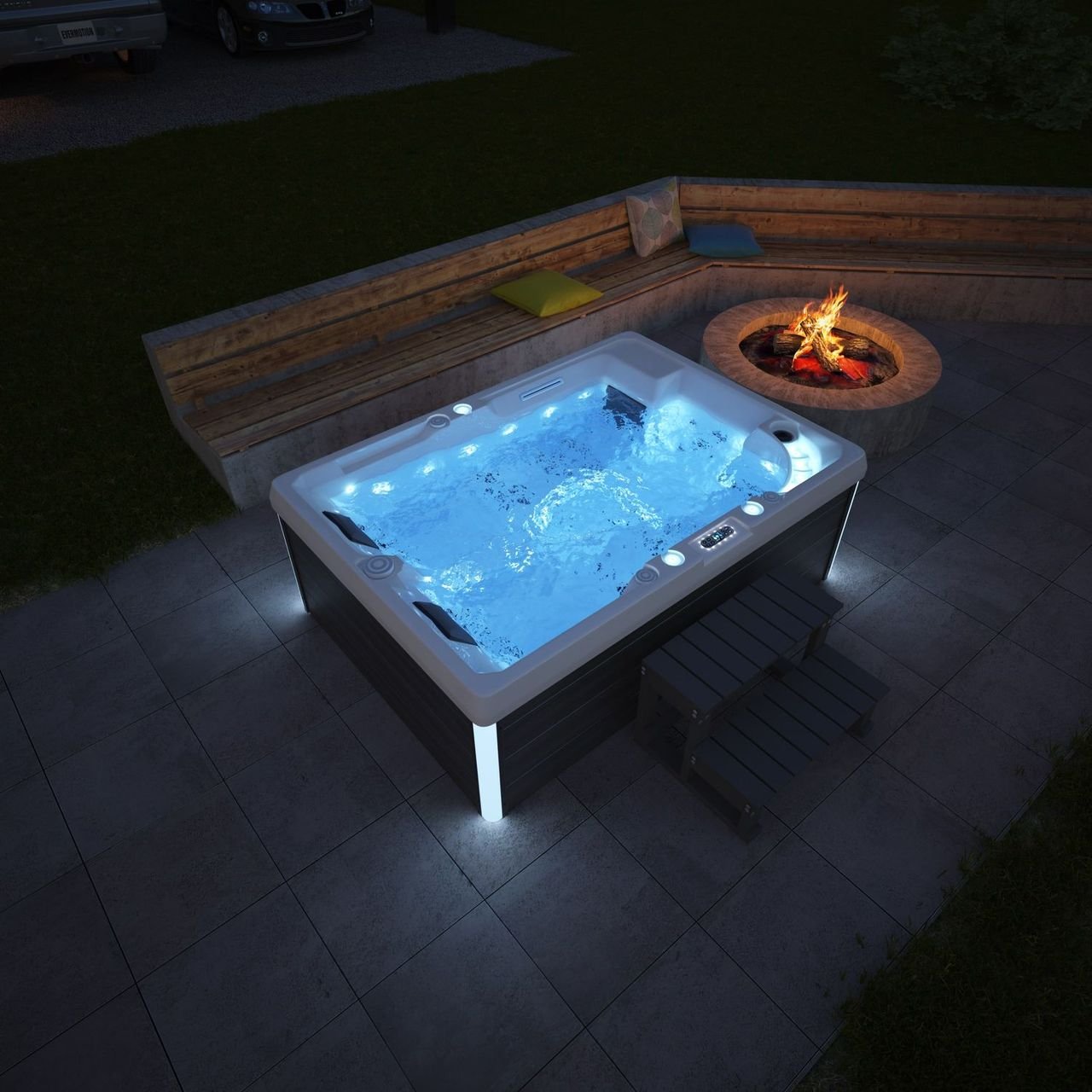 Thumbnail - Outdoor Whirlpool Elba inkl. Heizung, Hydromassage, LED und Farblicht, Sanitäracryl