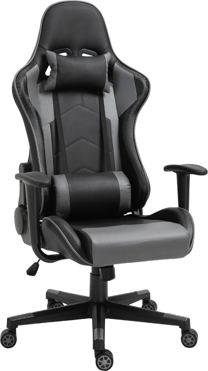 Ergonomischer Bürostuhl Gaming Stuhl Kunstleder Schaumstoff Schwarz