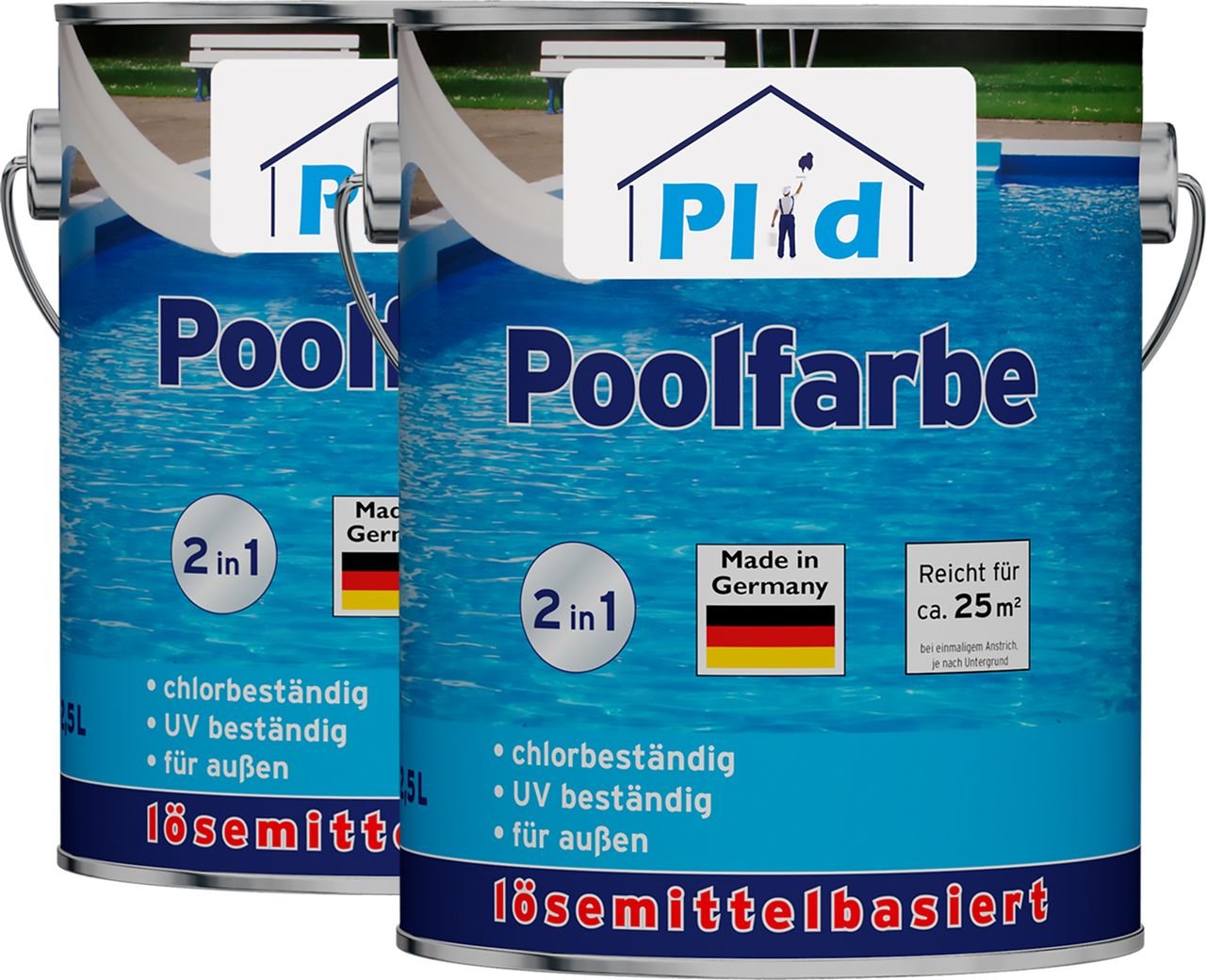 Thumbnail - Poolfarbe, Poolblau 5l für ca. 50m², Schwimmbeckenfarbe Unterwasserfarbe