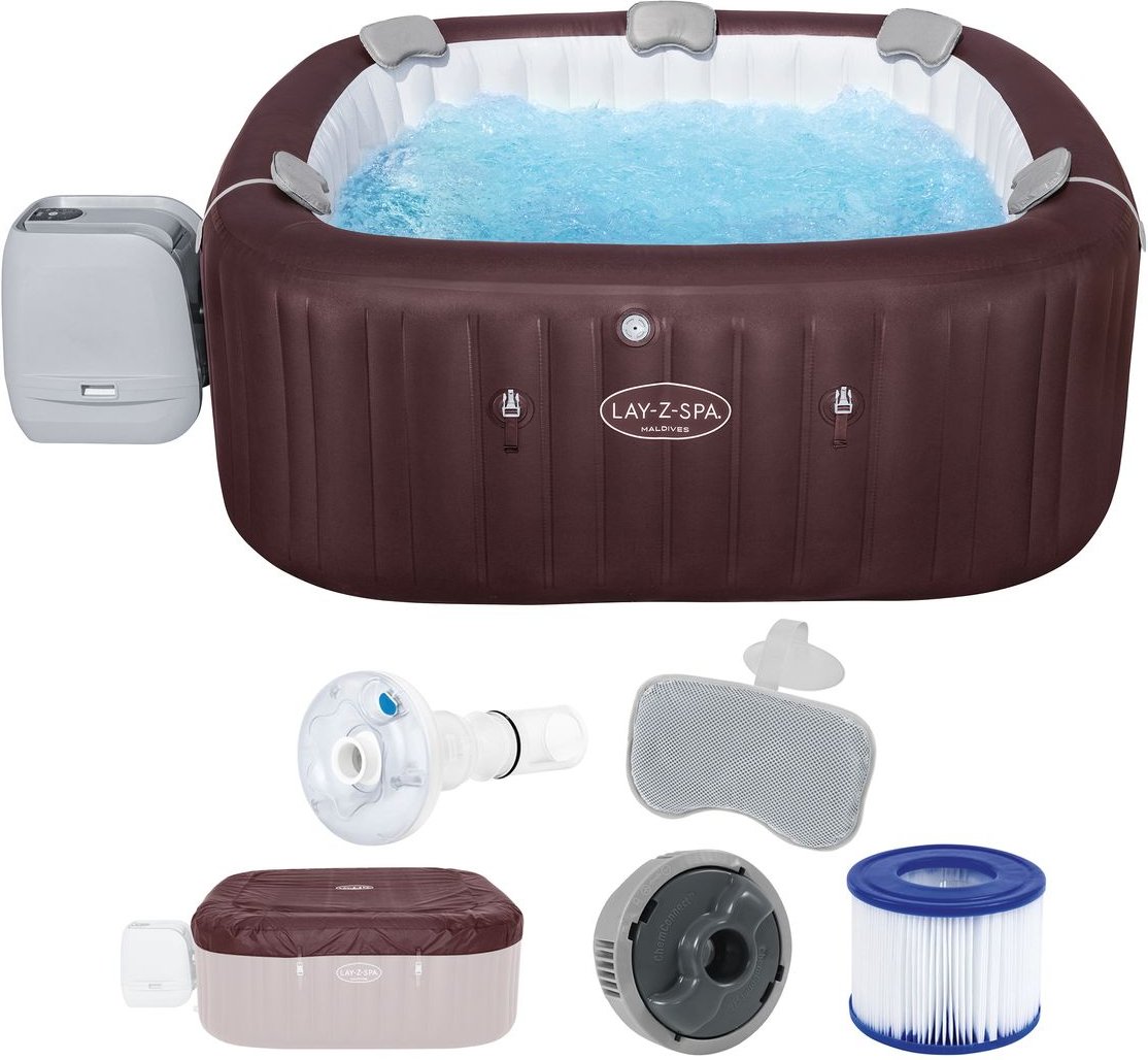 Bestway LAY-Z-SPA Energiespar-Whirlpool Maldives HydroJet Pro + App-Steuerung, 7 Pers. 201x201x80cm