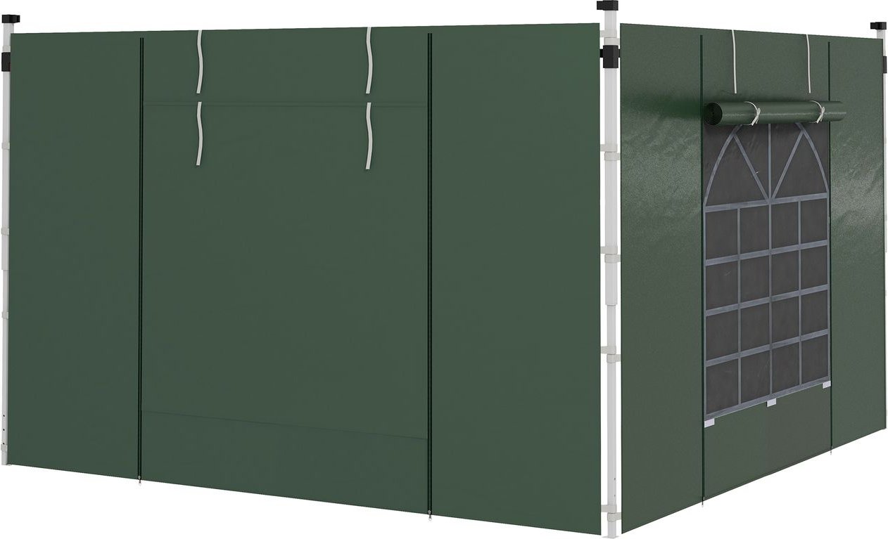 2er-Set Seitenteile für Pavillon 3x3/3x6 m, Seitenwand mit Fenster Grün