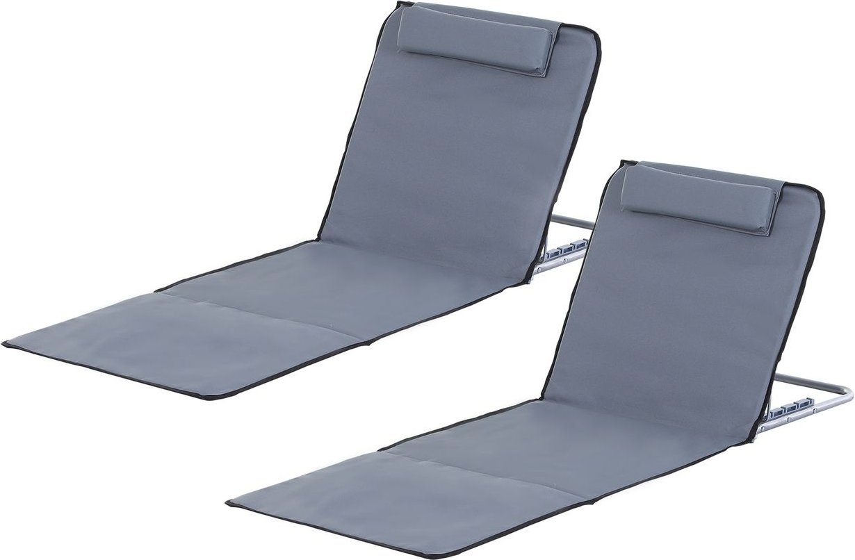 Strandmatte, 2er Set, Strandmatratze, 5-stufige Höhe, mit Tragetasche, Stahl, 134 x 48 x 36-45 cm