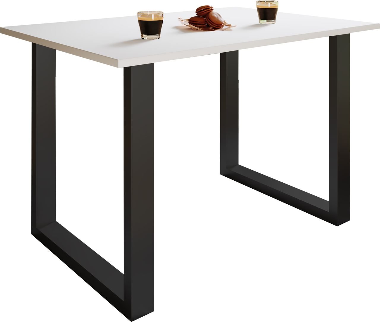 Esstisch "Xona" 140x80 U-Fußgestell Weiß/Schwarz