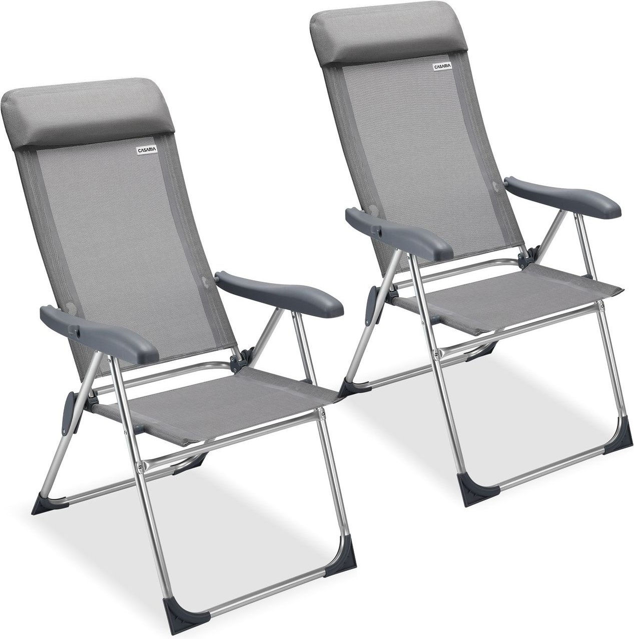 Casaria Gartenstuhl 2er-Set Grau Alu klappbar