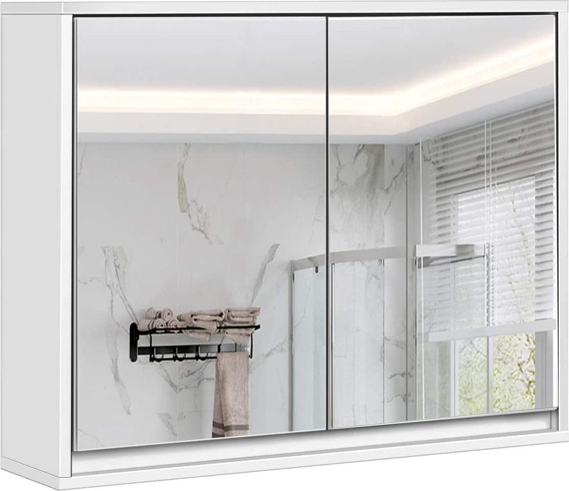 COSTWAY Zweitüriger Spiegelschrank