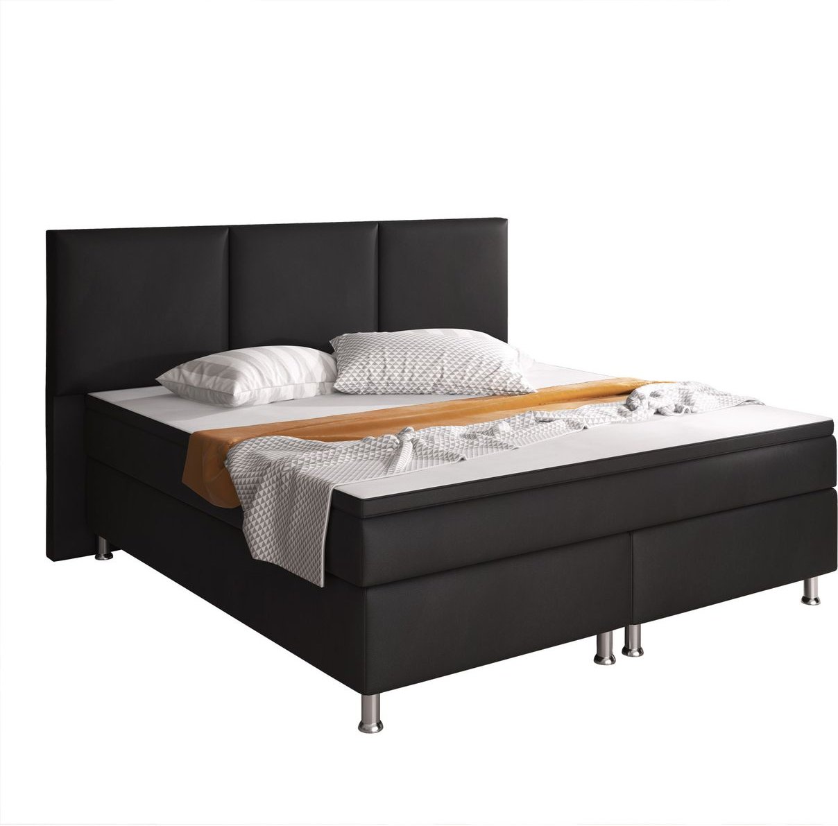 Boxspringbett Oslo 180x200 cm Kunstleder Schwarz