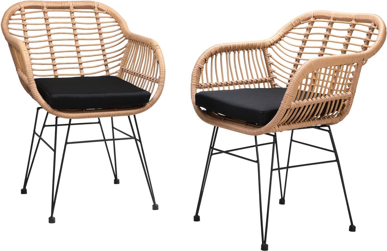 Casaria Polyrattan Korbsessel 2er-Set Natur