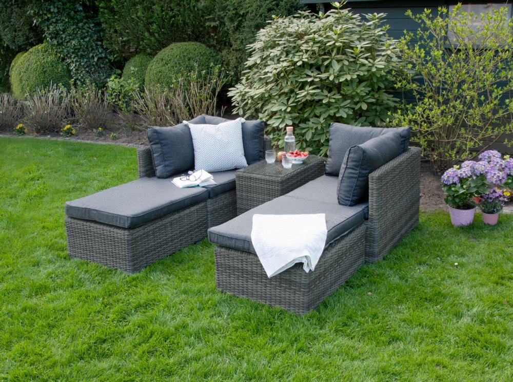 Multifunktionslounge "SAMOA" verstellbar - Beige/Grau