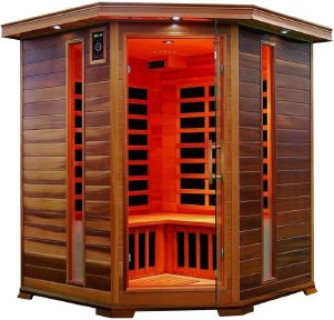 Thumbnail - Infrarotkabine 150x150x80x95x80 cm aus kanadischem Tannenholz Bluetooth-Soundsystem Lichttherapie in 4 Farben digitale S...