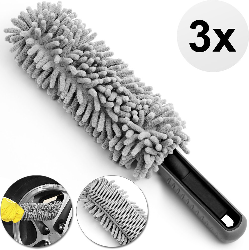 Thumbnail - monzana Felgen-Reinigungsbürste 3er-Set Grau Microfaser 34cm