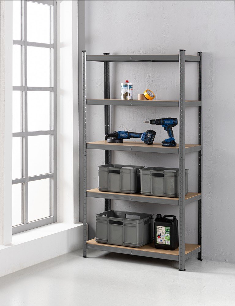 Schwerlastregal, 5 Ablagen je 175kg belastbar, 180 x 90 x 45cm, anthrazit