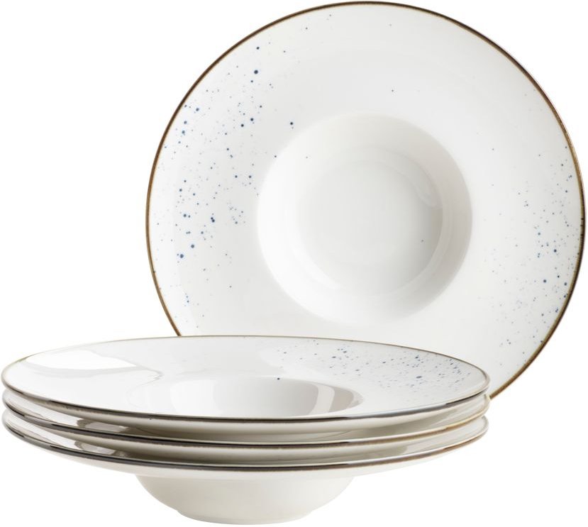 Gourmetteller 26 cm, 4-tlg. Weiss mit blauem Rand