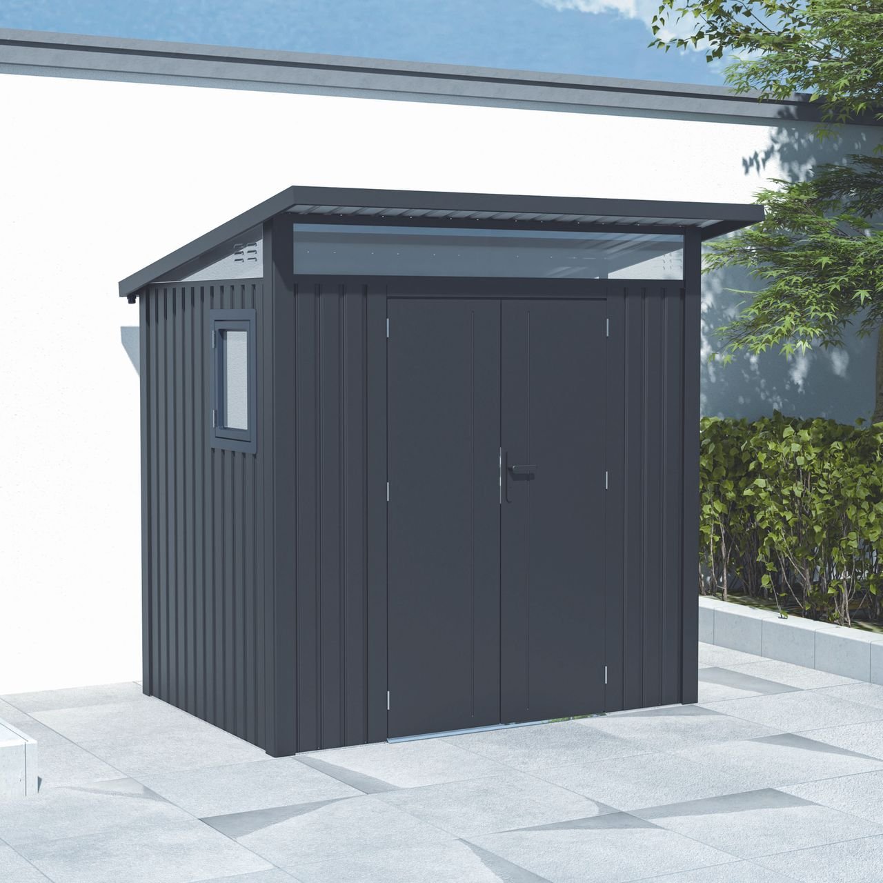 Metallgerätehaus "LENA", ca. 225 x 253 x 221 cm - Glänzendes Grau