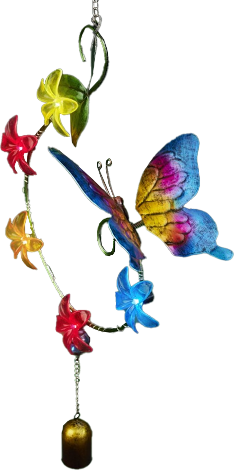 I-Glow LED-Solar-Hängeleuchte "Glöckchen" - Schmetterling im Profil
