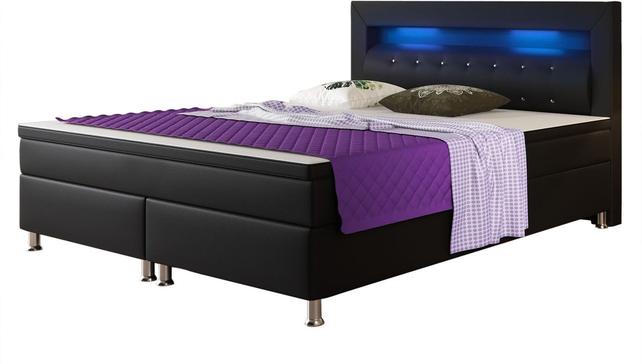 Boxspringbett Monaco 180x200 cm Kunstleder Schwarz