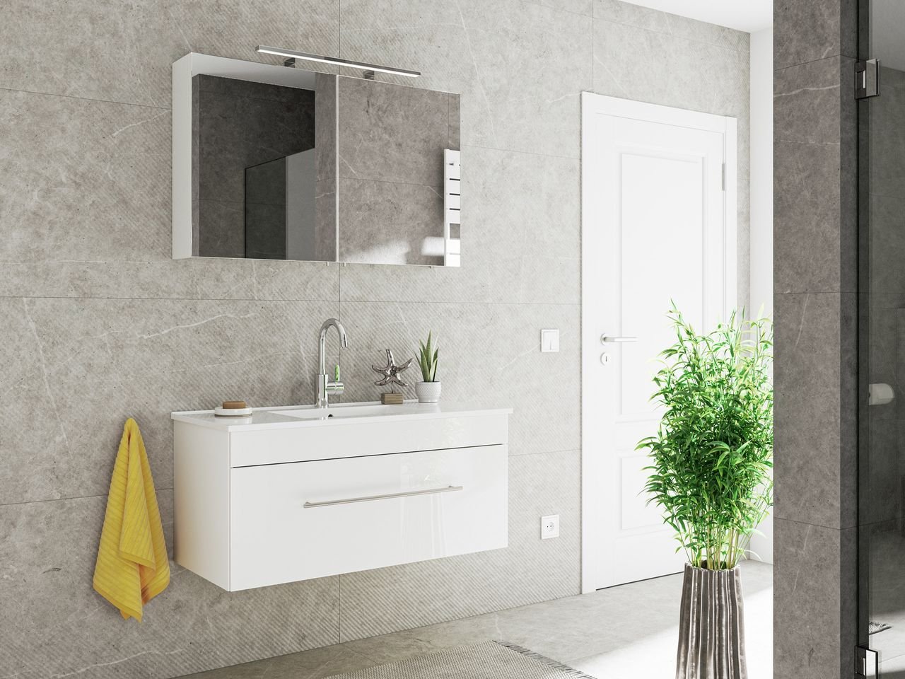 Badmöbel-Set VIVA 100 (2-teilig) weiß hochglanz EEK: F