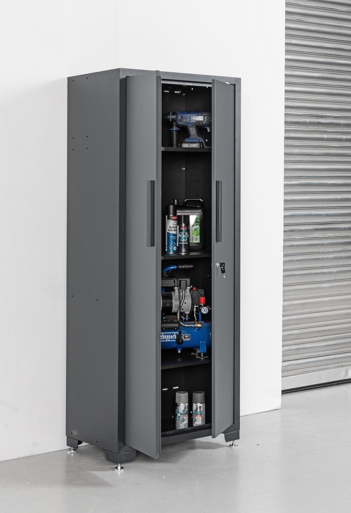 Werkstatt Stahl Hochschrank pulverbeschichtet verschließbar 3 Fächer 75x 47x 193cm