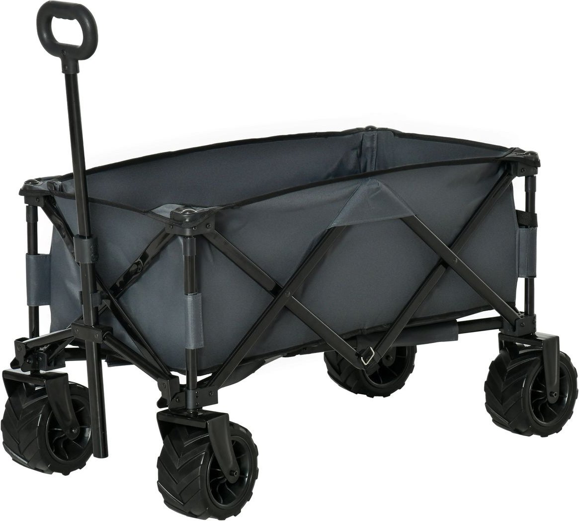 Bollerwagen Faltbarer Handwagen 360° Gartenwagen bis 20 kg Tragkraft Metall Oxford Dunkelgrau 108 x 53 x 59-89 cm