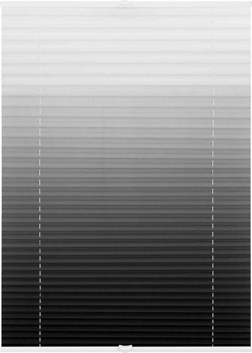 Plissee Klemmfix, ohne Bohren, verspannt, Farbverlauf - Grau Weiß, 45 cm x 130 cm (B x L)