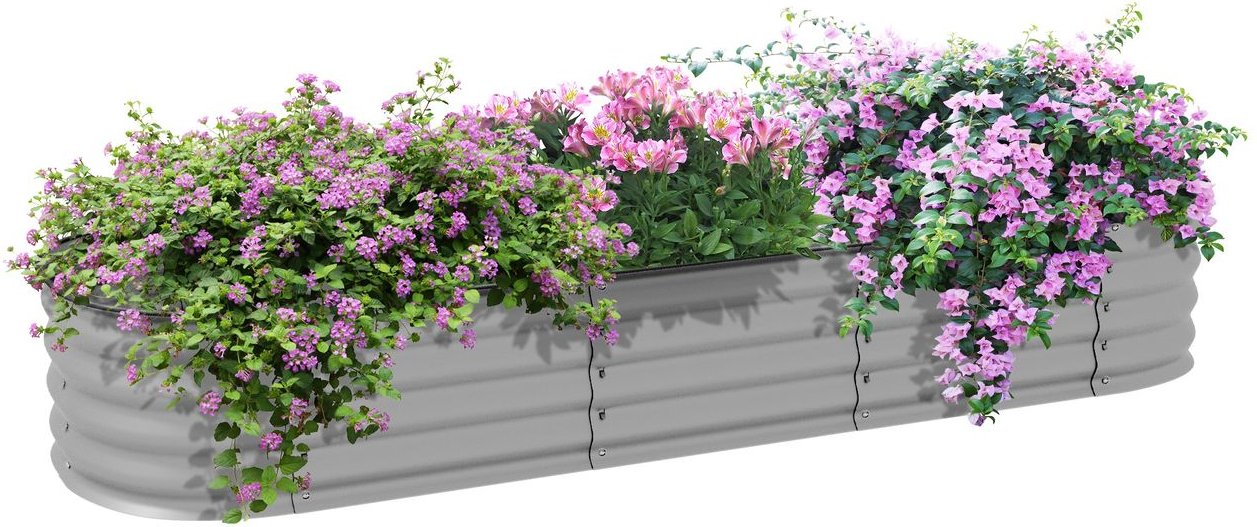 Outsunny Hochbeet Metall, Pflanzkasten, DIY Blumenkasten mit offenem Boden