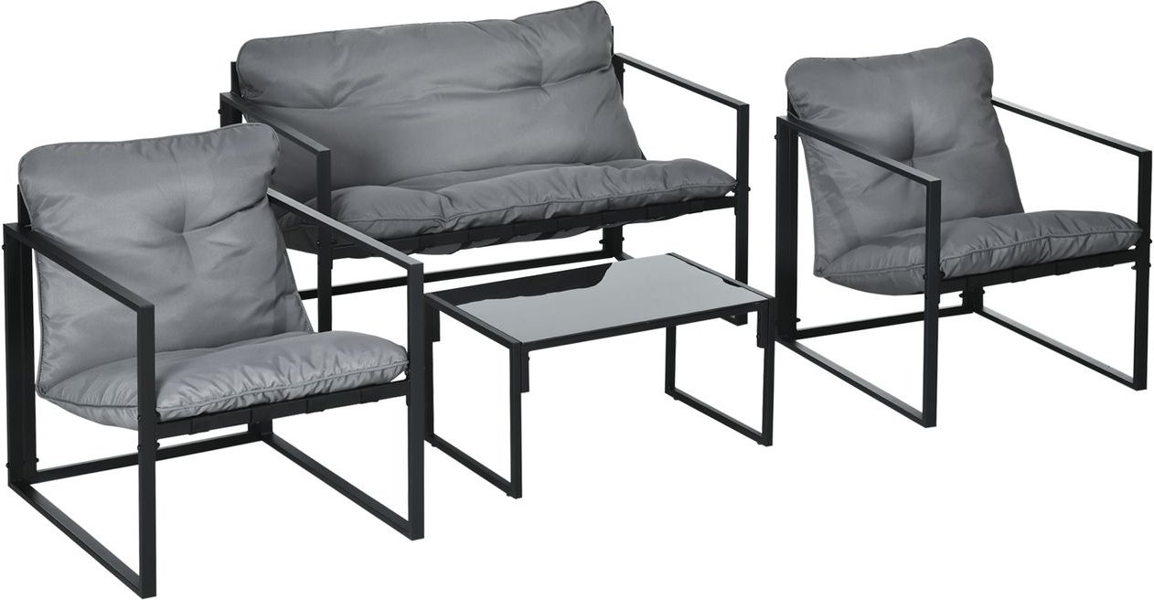 4-tlg. Gartenmöbel-Set, Balkonmöbel mit Sitzkissen Gartenlounge-Set