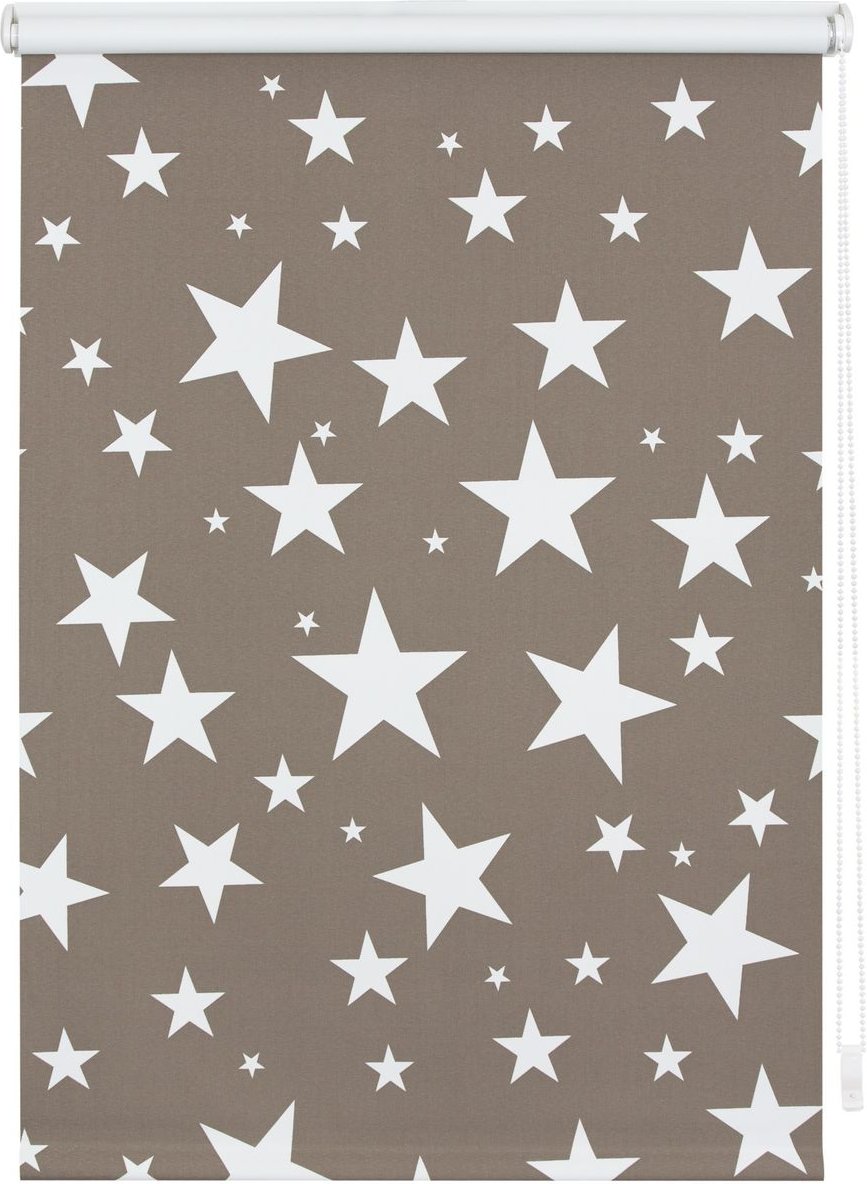 Rollo Klemmfix, ohne Bohren, Verdunkelung, Sterne - Grau-Weiß, 70 cm x 180 cm (B x L)
