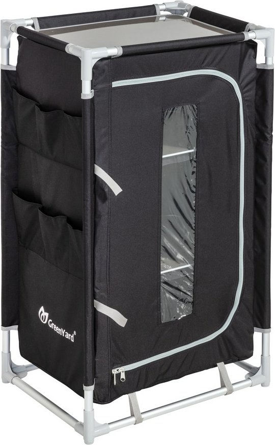 Campingküche mit 3-stufigem Stoffschrank, ca. 57x47x98 cm – schwarz/grau