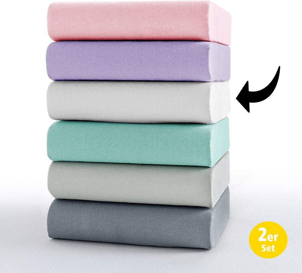 Thumbnail - Mikrofaser Interlock Spannbetttuch - ca. 140 - 160 x 200 cm, Offwhite, 2er-Set