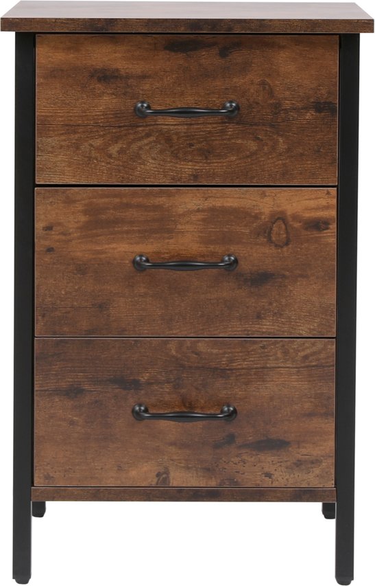 Nachttisch mit 3 Schubladen, ca. 40 x 40 x 61 cm - Braun