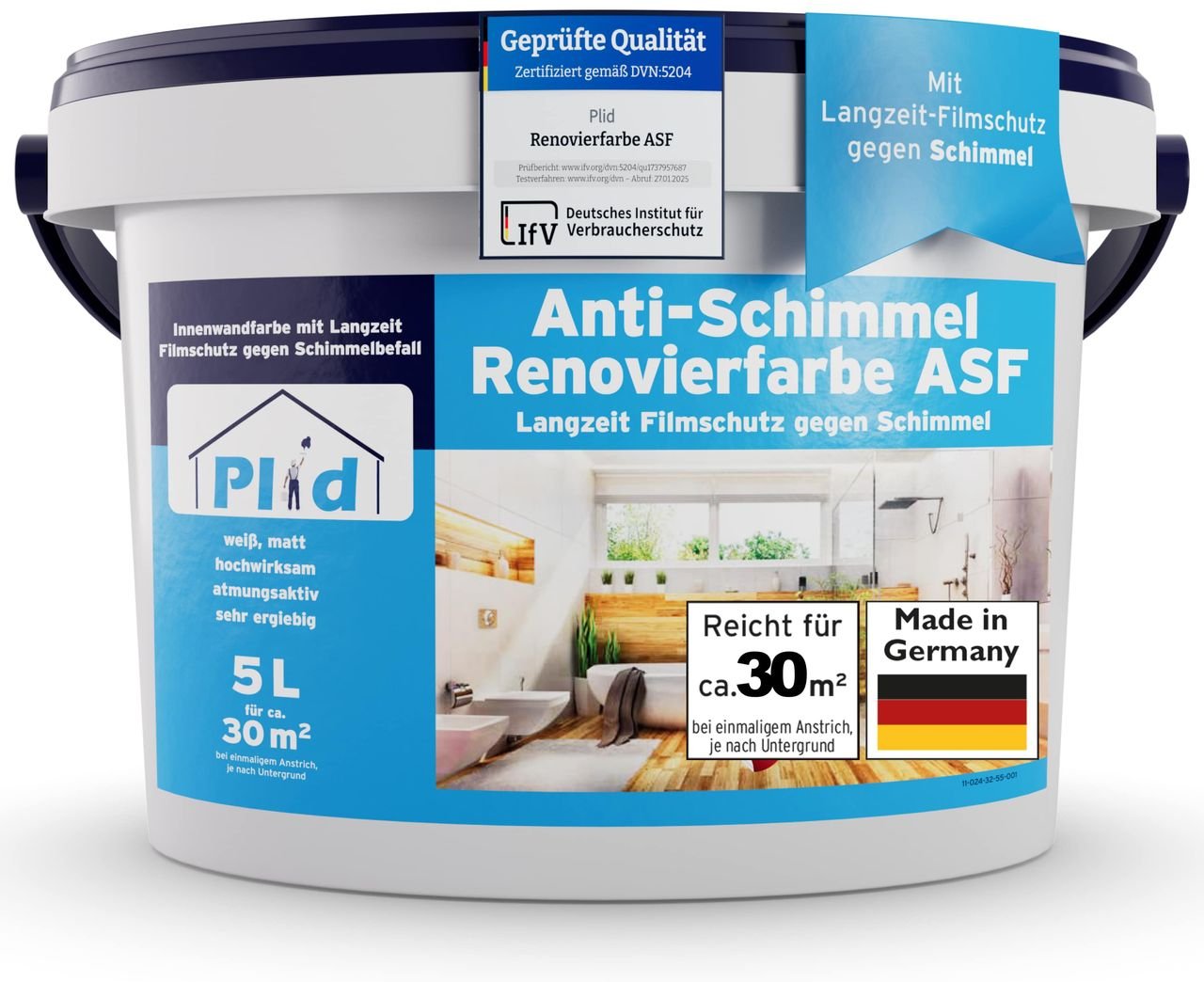 Thumbnail - Anti-Schimmel Renovierfarbe Weiß, 5l für ca. 30m² alle Wände Dauerhafter SCHIMMELSCHUTZ