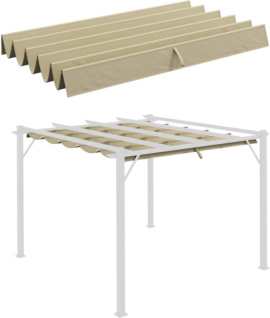Outsunny Ersatzdach für 3 x 3 m Pergola wasserdicht einziehbar Welle Überdachung