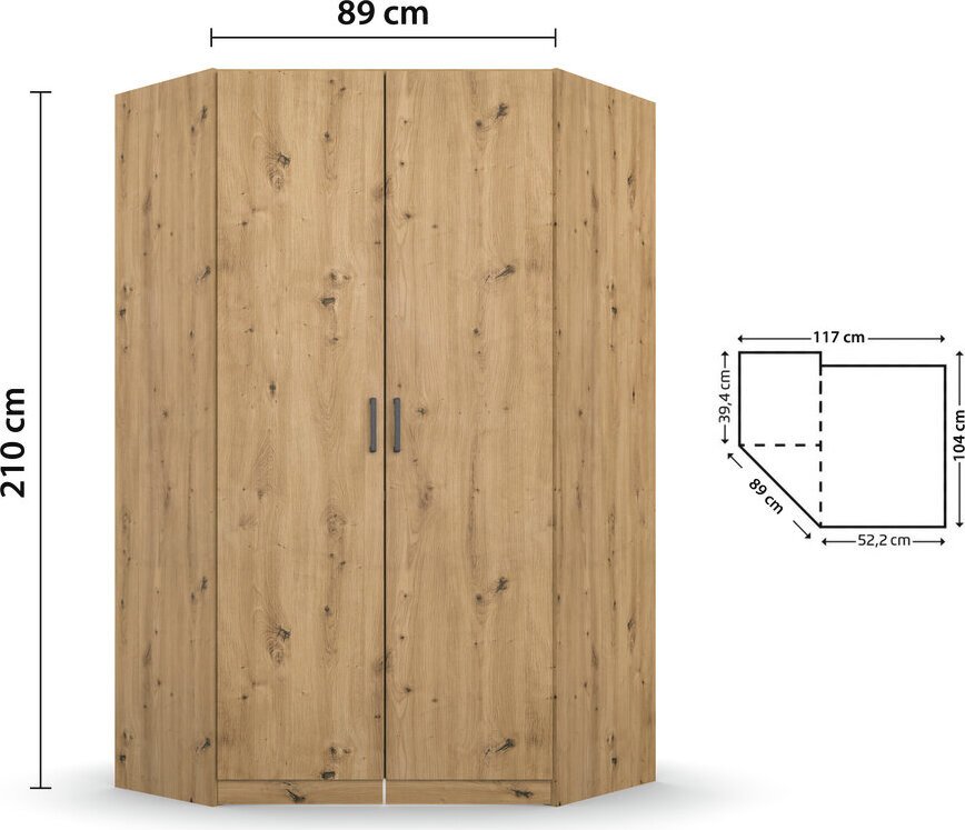 rauch Allrounder Eckschrank 2-türig, Farbe Eiche Artisan Breite 117 cm