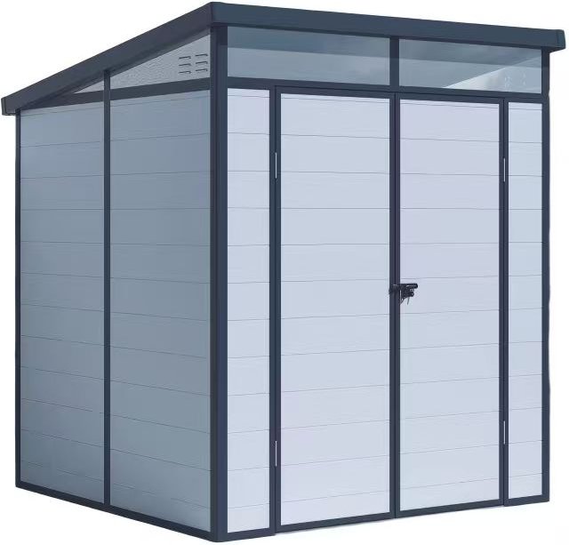 Kunststoff-Gerätehaus "TOYA", ca. 238 x 192 x 215 cm - Hellgrau/Grau