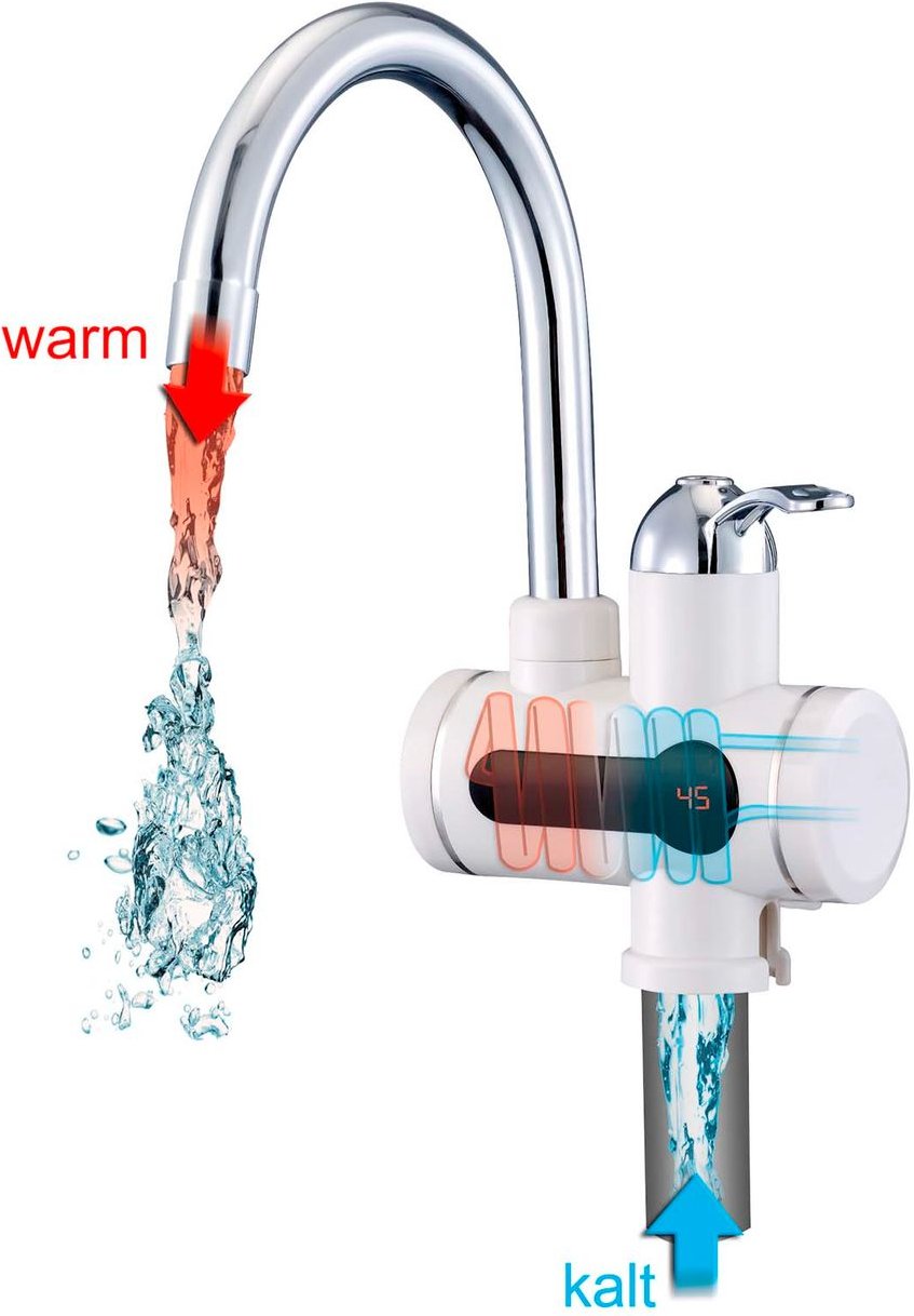 2in1 Armatur-Durchlauferhitzer/ Wasserhahn Weiß MWDW 3XS