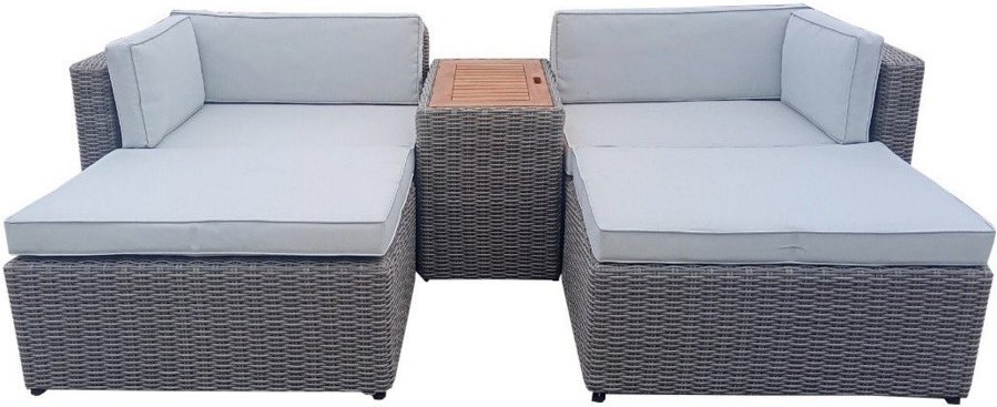 13tlg. Multifunktionslounge mit Akazienholztisch inkl. Kissen - Grau