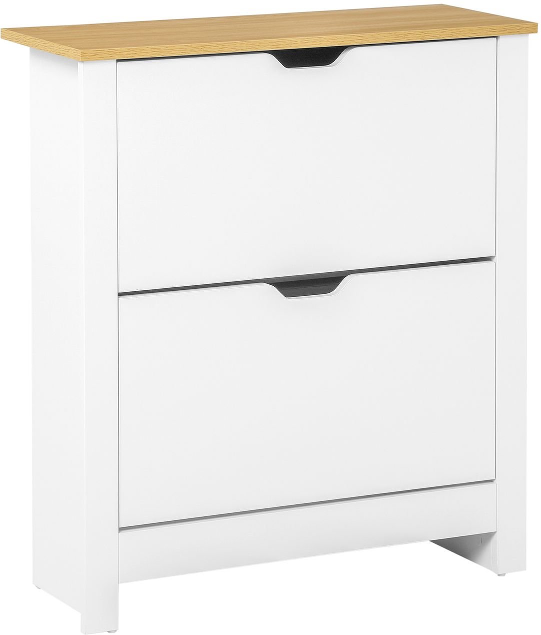 Schuhschrank Schuhregal mit Schublade für 12 Paar Schuhe Weiß+Natur